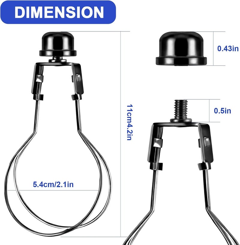 OMOBANU Antique Black Clip on Lampshade Adapter, Lamp Shade Light Bulb Holder Includes Lamps Finials, Lampshade Levellers, Clip on Lamp Shade, Metal Shade Decorative Holder Furniture Lighting - Image 2
